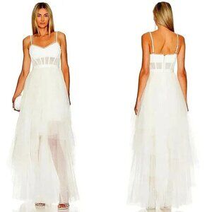 💥💥BREATHTAKING!💥💥BCBGMAXAZRIA Oly Gardenia White Tiered Ruffled Tulle Gown